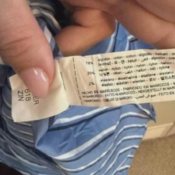 Zara Blue and White Striped Long-Sleeve Shirt Dress - Picture 5 of 6